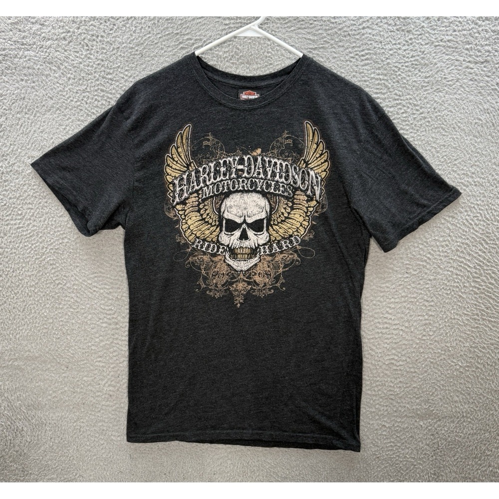 Harley Davidson‎ Shirt Adult Large Black Crewneck Motorcycle Biker Grunge Skull